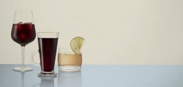 Three cocktails displayed blank background