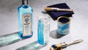 bombay sapphire and tin of paint